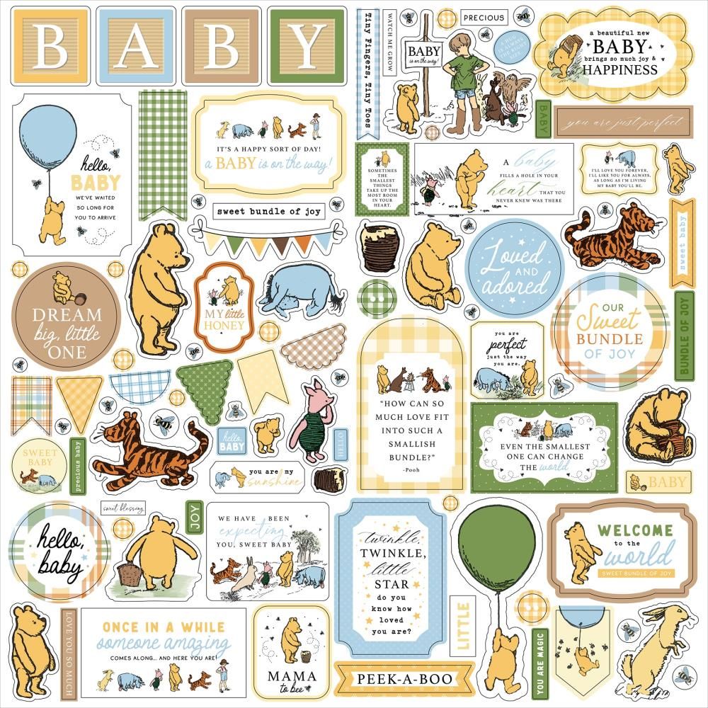 Echo Park Paper Co - Winnie The Pooh Baby Collection - Stickers - 12 x 12 Sheet - WPB442014
