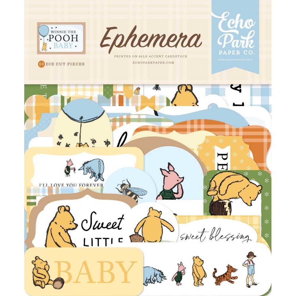 Echo Park Paper Co - Winnie the Pooh Baby Collection - Icon - Ephemera - Die Cuts - WPB442024 - 33 pcs
