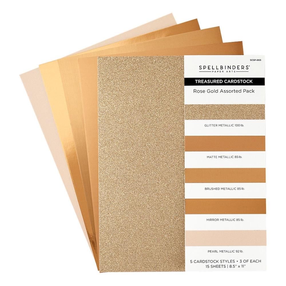 Spellbinders Paper Arts - Treasured Cardstock -Rose Gold - A4 (8.5&quot; x11&quot; approx.) - SCSP-003 - 15 pcs
