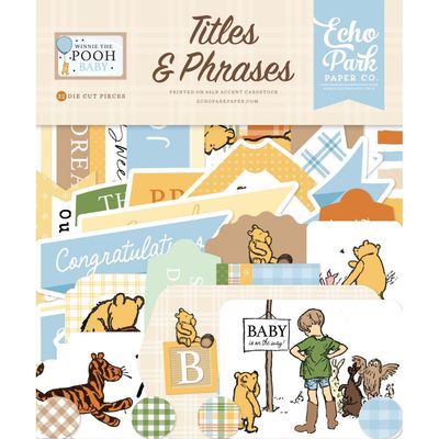Echo Park Paper Co - Winnie the Pooh Baby Collection - Titles &amp; Phrases - Die Cuts - WPB442032 - 32 pcs