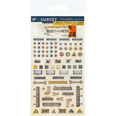 49 &amp; Market - Rust &amp; Revs 2.0 Collection - Wishing Bubbles - Epoxy Stickers - RR2-31577 - 84 pcs