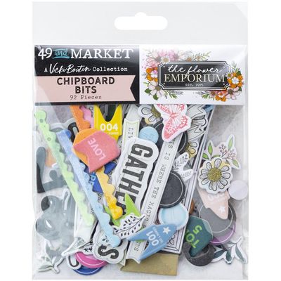 49 &amp; Market - The Flower Emporium Collection - Designed by Vicki Boutin - Chipboard Bits - VBF31324 - 92pcs