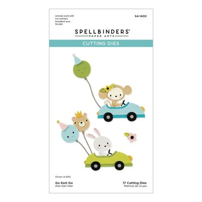 Spellbinders Paper Arts - The Little Smiles Collection - Etched Die - Go Kart Go - S4-1400 - 17pcs