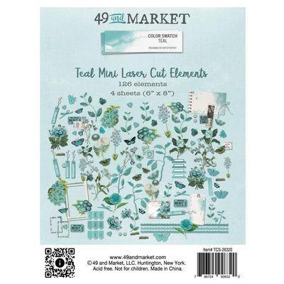 49 &amp; Market - Color swatch - Teal Collection - Laser Cut Outs - Elements - Mini Set -  TCS26320 - 126pcs
