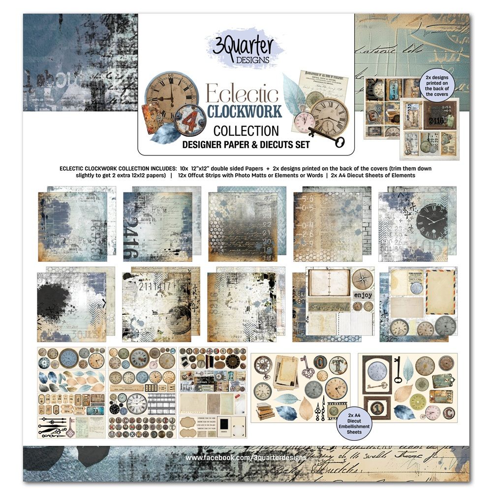 3 Quarter Designs - 12 x 12 Paper Pack - NEW - Eclectic Clockwork
