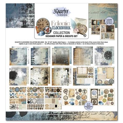 3 Quarter Designs - 12 x 12 Paper Pack - NEW - Eclectic Clockwork