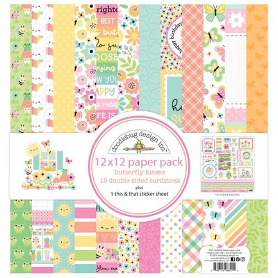 Doodlebug Designs Inc - Butterfly Kisses Collection - 12 x 12 Paper pack - 8821 - 12 sheets plus stickers