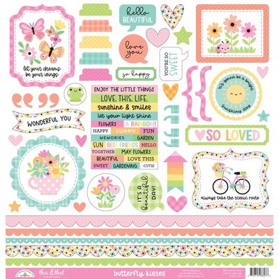 Doodlebug Designs Inc - Butterfly Kisses Collection - 12 x 12 Paper pack - 8821 - 12 sheets plus stickers