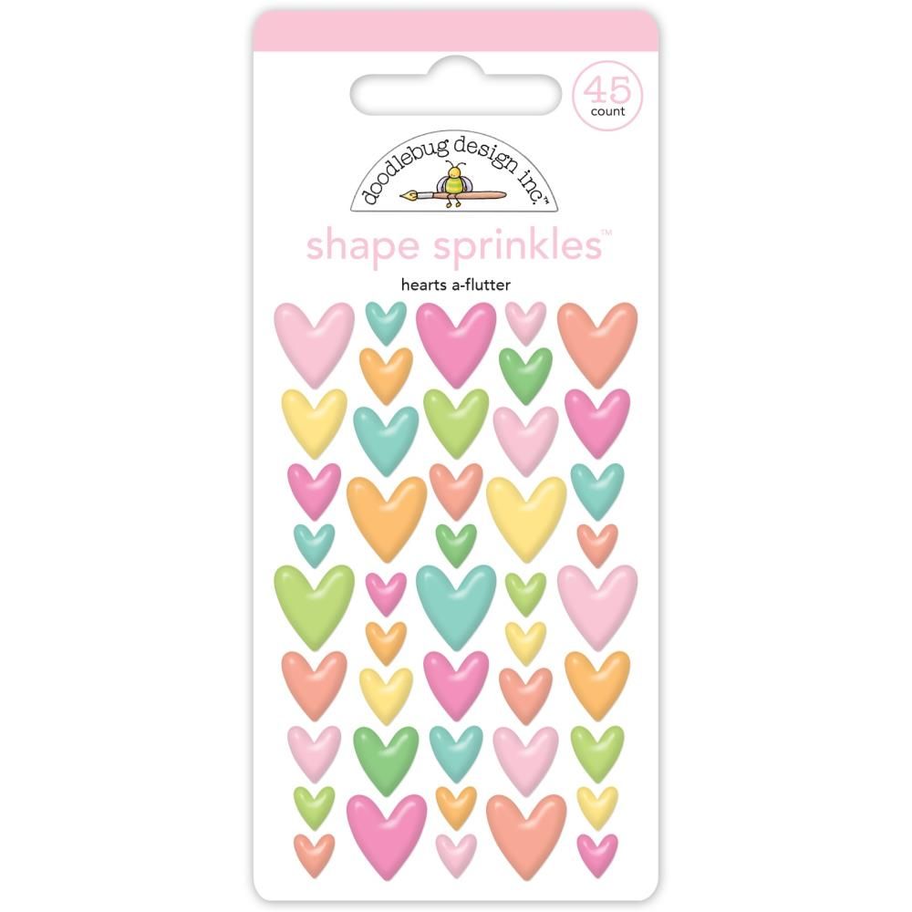 Doodlebug Designs Inc -  Butterfly Kisses Collection - Shape Stickers - Hearts - a Flutter - 8775 - 34 pcs