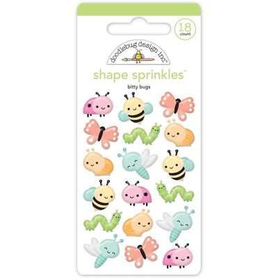 Doodlebug Designs Inc -  Butterfly Kisses Collection - Shape Stickers - Bitty Bugs - 8874 - 18 pcs