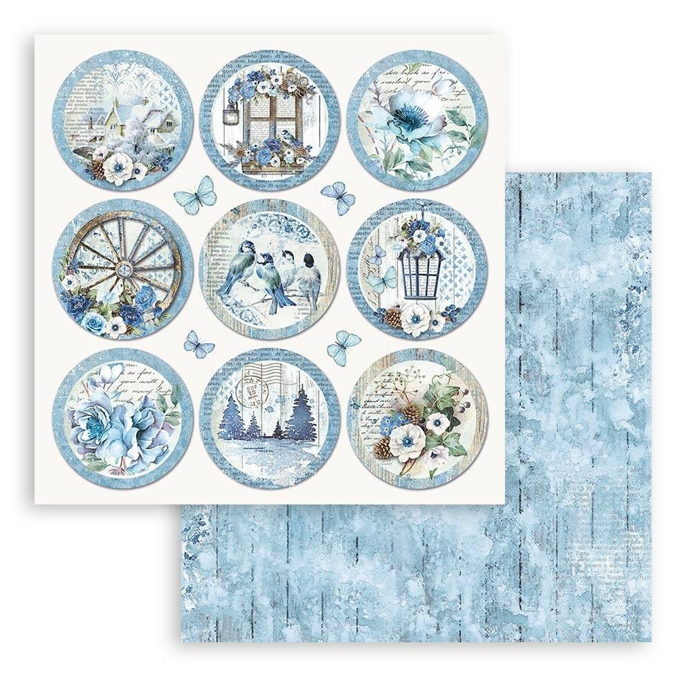Stamperia - Blue Land Collection - Blue Land Rounds - 12 x 12 Single Sheet - SBB940