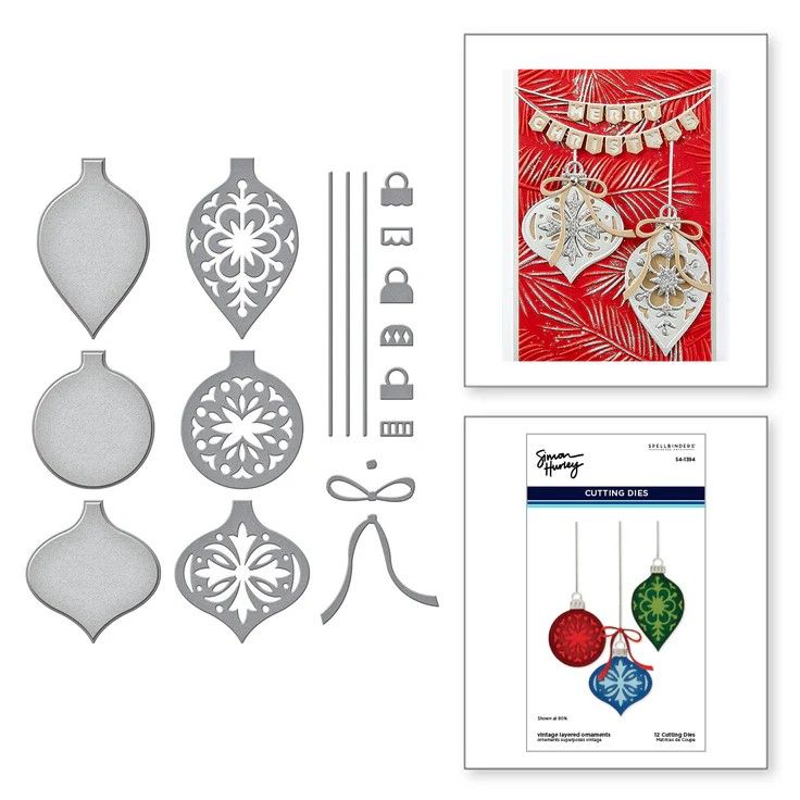 Spellbinders Paper Arts - Designed By Simon Hurley - Vintage Layered Ornaments - S4-1394 - 12 pcs