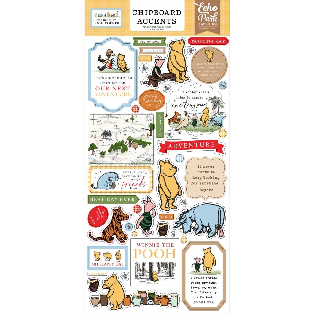 Echo Park Paper Co - The House At Pooh Corner Collection - Chipboard Accents - 6&quot; x 13&quot; - HPC420021- 32 Pcs