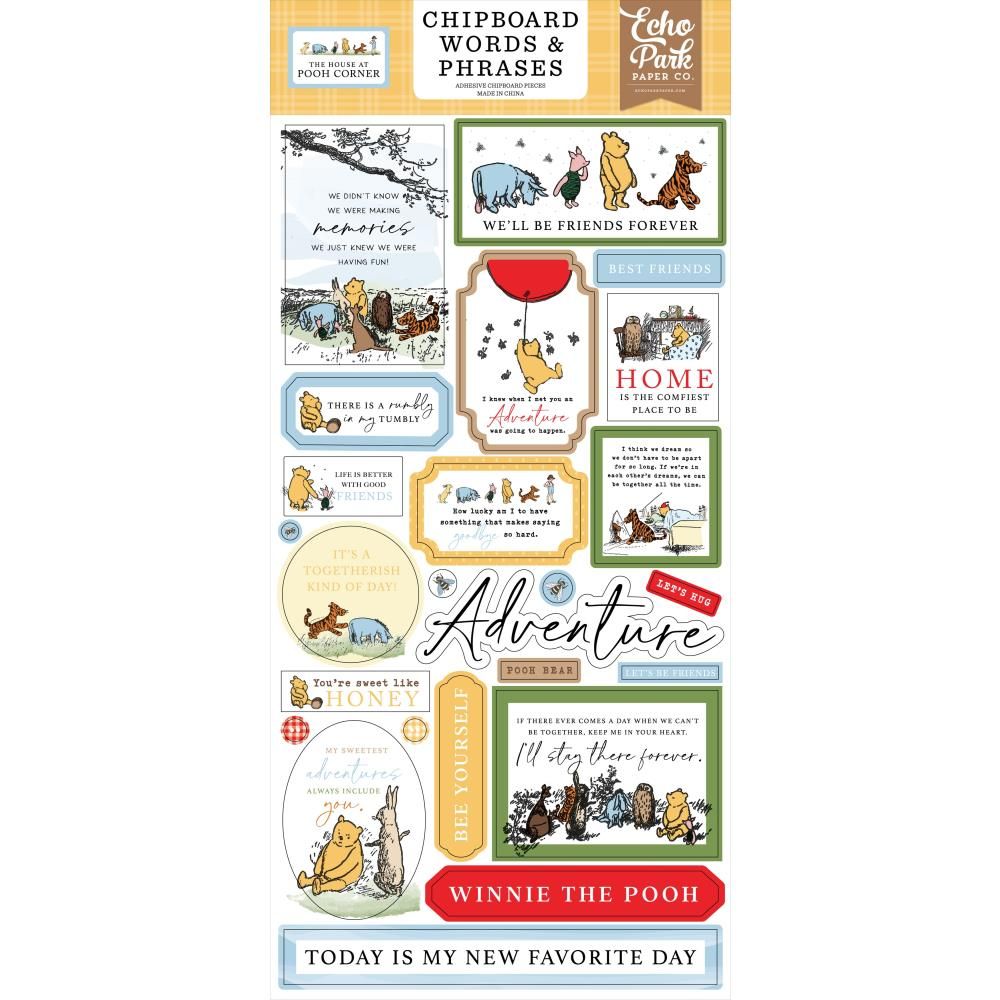 Echo Park Paper Co - The House At Pooh Corner Collection - Chipboard Words &amp; Phrases - 6&quot; x 13&quot; - HPC420022