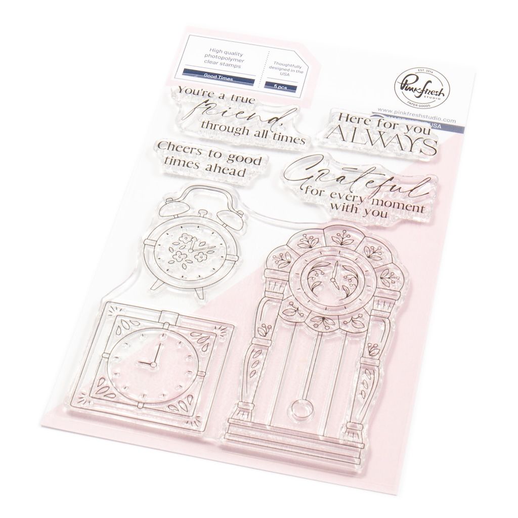 PinkFresh Studio - Good Times Collection - Good Times Bundle - Stamp, Stencil &amp; Die Set - 273025, 273125, 273225
