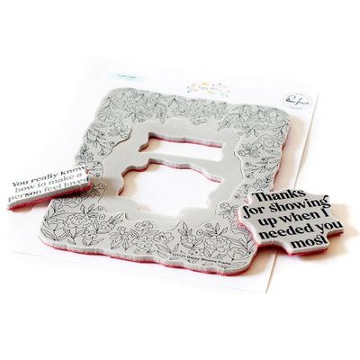 PinkFresh Studio - Happy Blooms Frame Bundle - Stamp. Stencil &amp; Die - 121121, 121221 &amp; 121321
