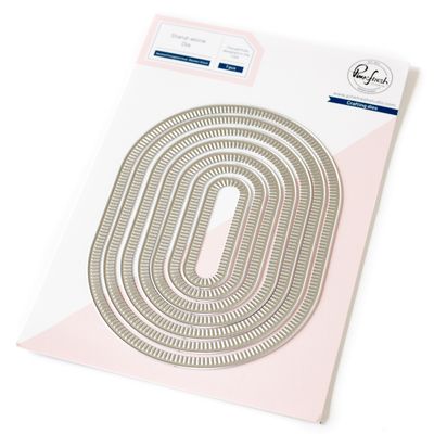 PinkFresh Studio - Essentials Collection - Die Set - Nested Elongated Ovals - Blanket Stitch - PF173ES - 7 pcs