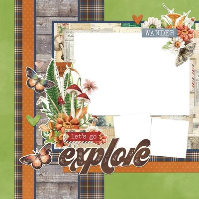 Simple Stories - Simple Vintage Woodland Collection - Scrapbook Page Kit - 24735 - 4 Complete pages