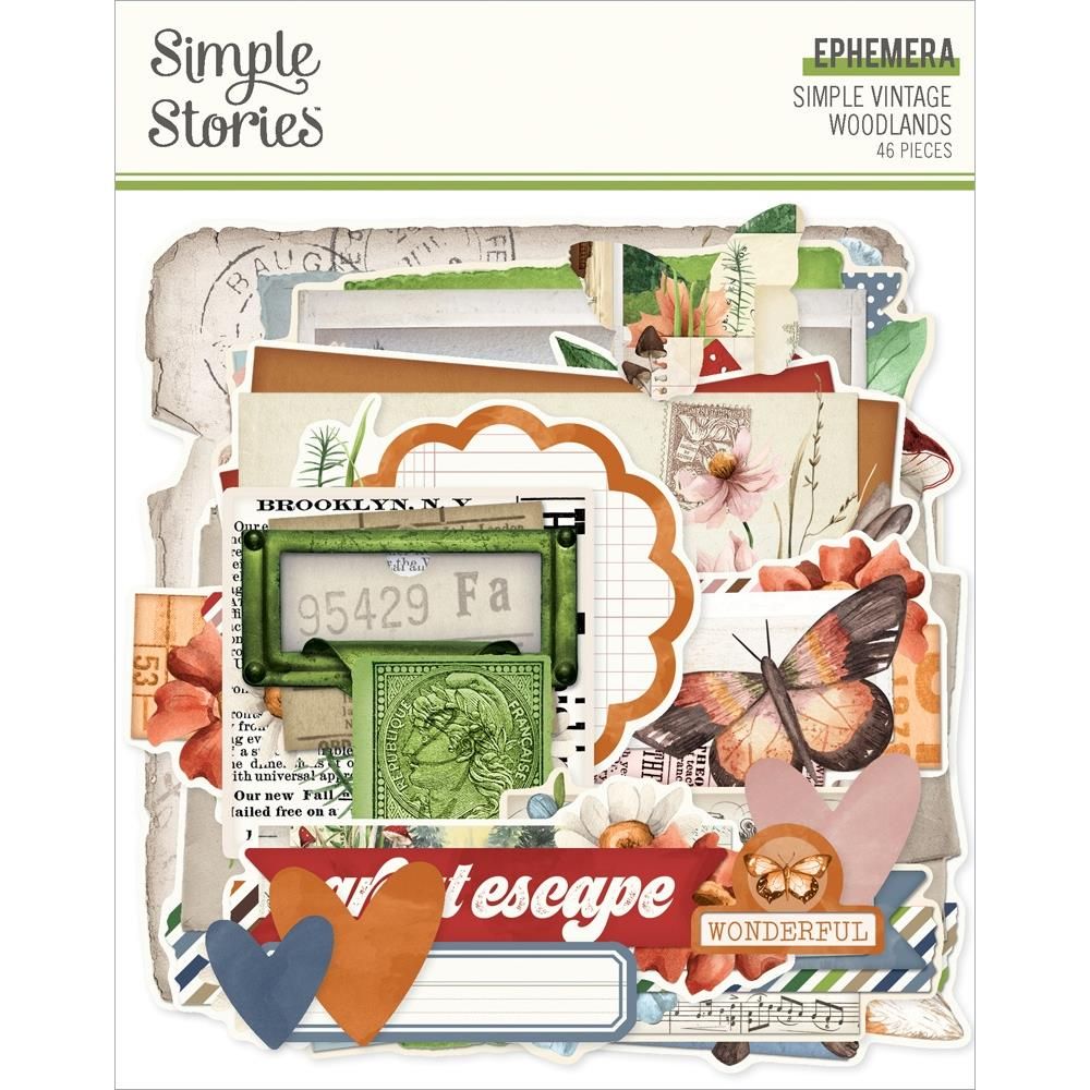 Simple Stories - Simple Vintage Woodland Collection - Ephemera - 24726 - 46 pcs