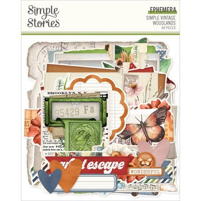 Simple Stories - Simple Vintage Woodland Collection - Ephemera - 24726 - 46 pcs