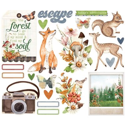 Simple Stories - Simple Vintage Woodland Collection - Die Cuts -  Bits &amp; Pieces - Big Bits - 24724 - 21 pcs