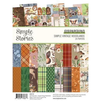 Simple Stories - Simple Vintage Woodland Collection - 6&quot; x 8&quot; Paper Pad - 24719 - 24 Sheets