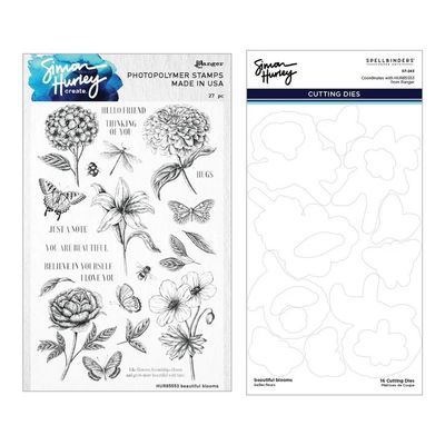 Spellbinders Paper Arts &amp; Simon Hurley - Beautiful Bloom Stamp &amp; Die Bundle - BD0825 16 cutting dies &amp; 24 stamps
