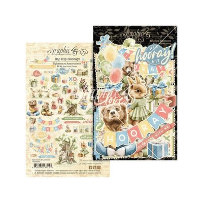Graphic 45 - Hip Hip Hooray Collection - Ephemera - 4502992 - 55 pcs