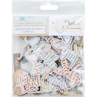 49 &amp; Market - Little Dreamer Collection - Chipboard Word Set - JLD31751 - 71 pcs