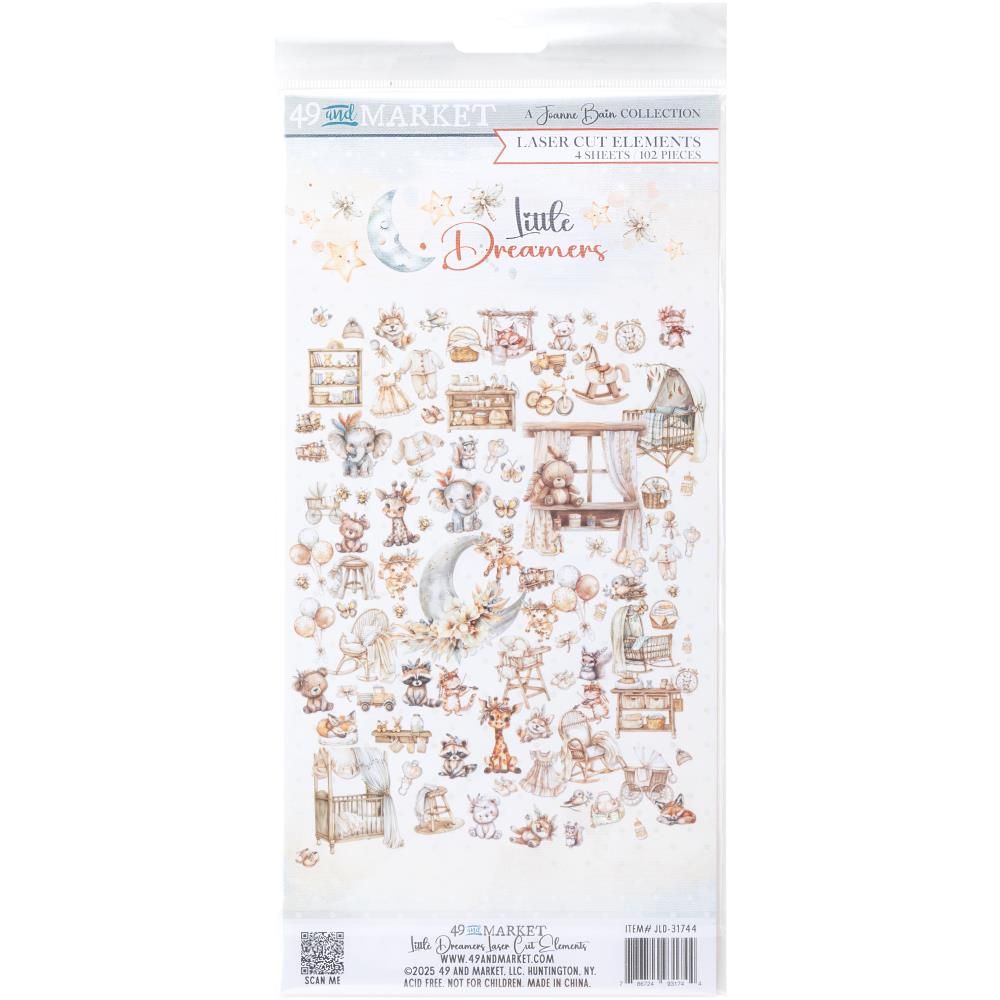 49 &amp; Market - Little Dreamer Collection - Laser Cut Outs - 6&quot; x 12&quot; - JLD31744 - 4 sheets - 102 pcs