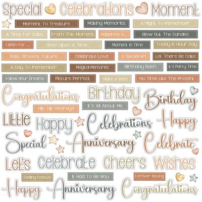49 &amp; Market - Little Celebrations Collection - Chipboard Set - JLC31980 - 61 pcs