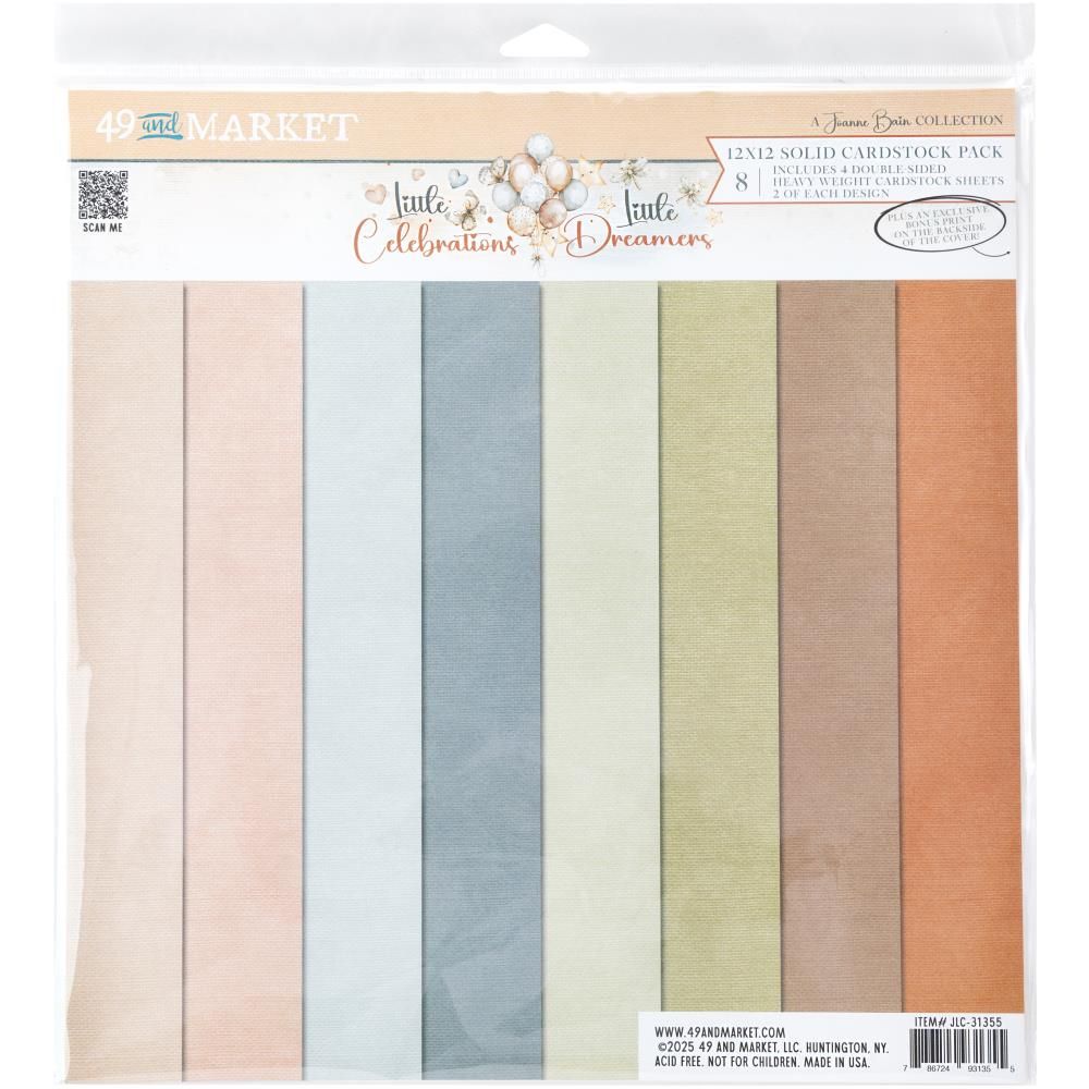 49 &amp; Market - Little Celebrations / Little Dreamer Collection - 12 x 12 Paper Pack - Solids - JLC31355 - 8 sheets