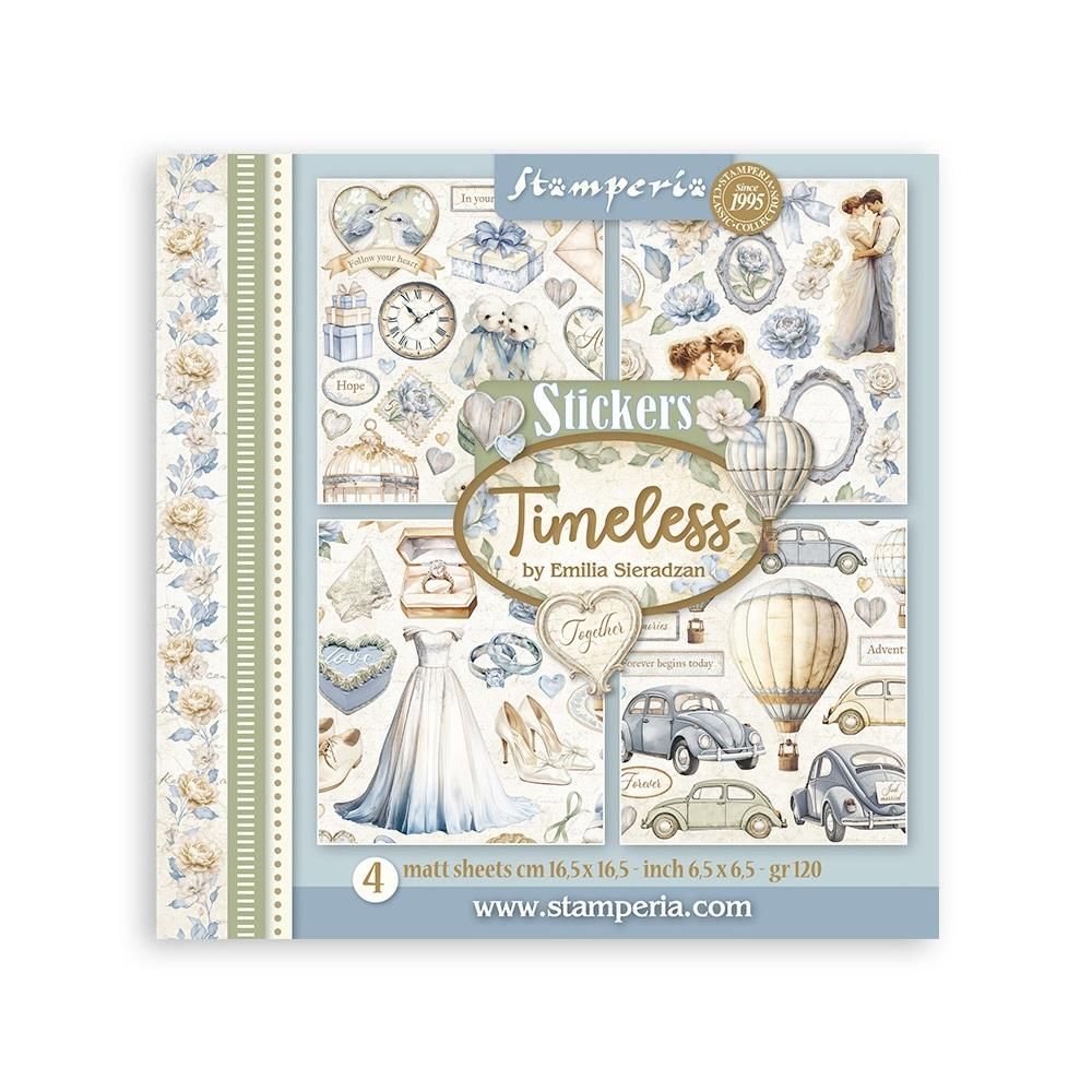 Stamperia - Romance Series - Timeless Collection - Sticker Book - 6.5&quot; x 6.5&quot; - SBSTK02 - 4 Sheets