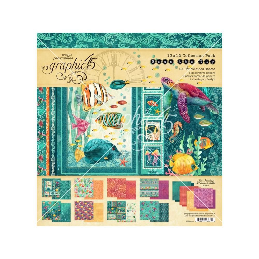 Graphic 45 - Seas The Day Collection - 12&quot; x 12&quot; Paper Pack - 4503022 - 24 sheets