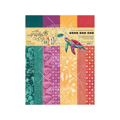 Graphic 45 - Seas The Day Collection - 8.5&quot; x 11&quot; - Solids -  Paper Pack - 4503023 - 16 sheets