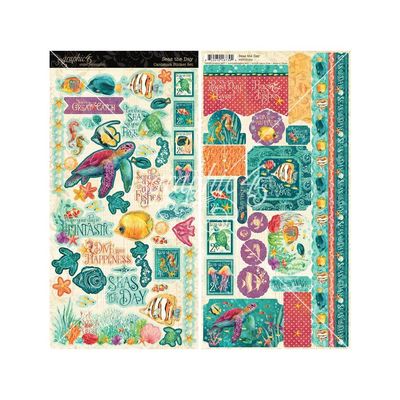 Graphic 45 - Seas The Day Collection - Cardstock Stickers - 6&quot; x 12&quot; - 4503024 - 2 sheets