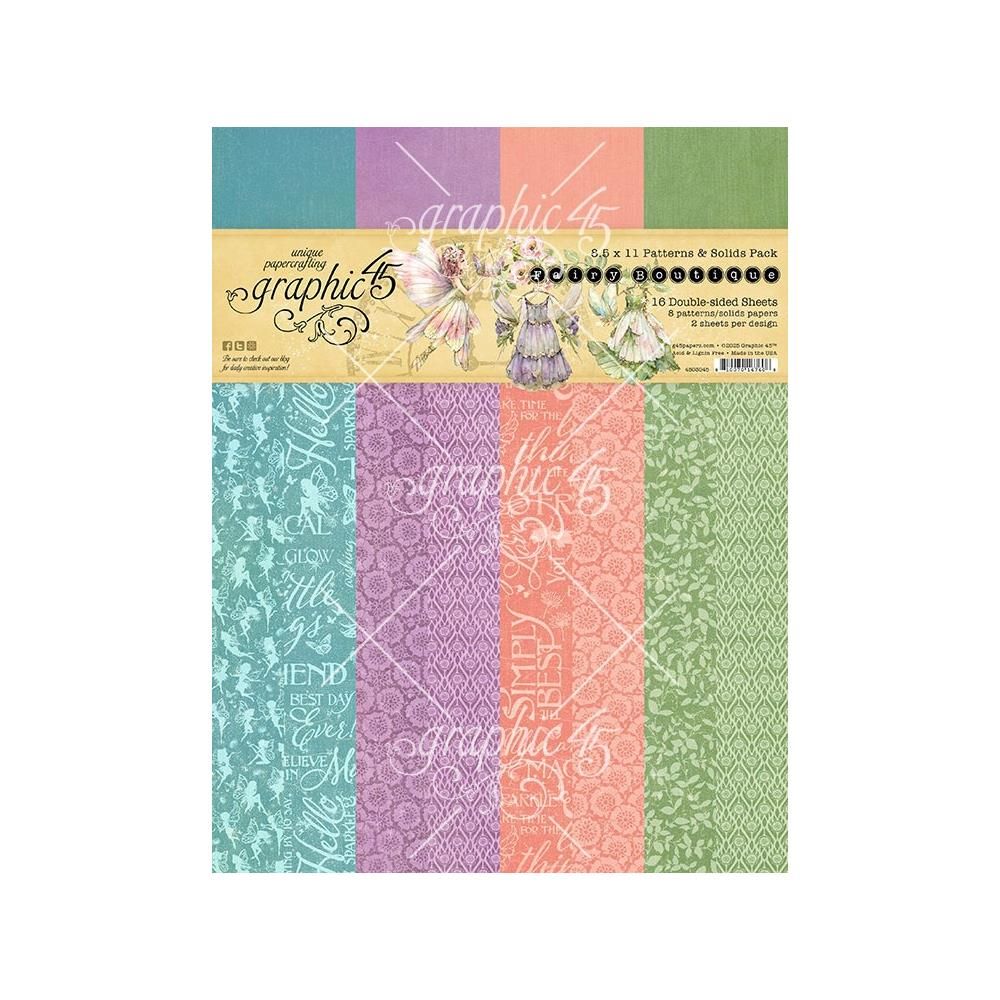 Graphic 45 - Fairy Boutique Collection - 8.5&quot; x 11&quot;  Paper Pack - 4503045- 16 sheets