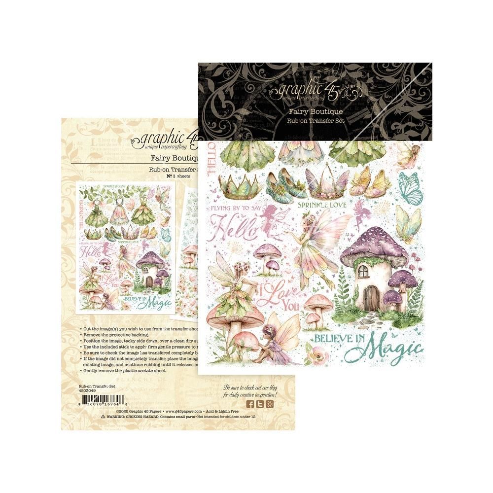 Graphic 45 - Fairy Boutique Collection - Rub On Transfer - 4503049 - 2 Sheets