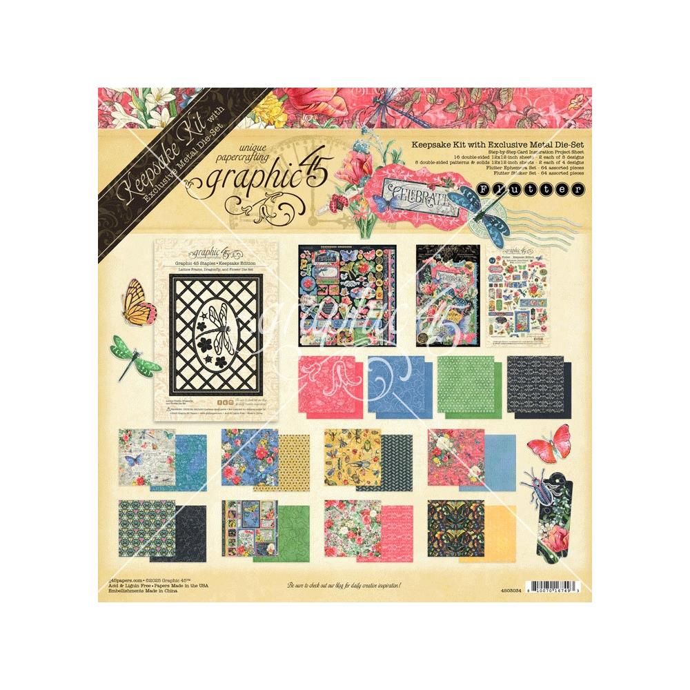 Graphic 45 - Keepsake Edition Pack - Flutter / Metal Die - 12 x 12 Paper Pack - 4503034