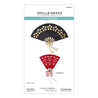 Spellbinders Paper Arts - By Alex Siberia Designs - Spring In Kyoto Collection  - Etched Die Set - Fan &amp; Bow - S4-1440 - 13 pcs