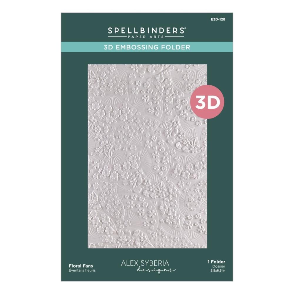Spellbinders Paper Arts - By Alex Siberia Designs - Spring In Kyoto Collection - Embossing Folder - Floral Fans - E3D-128