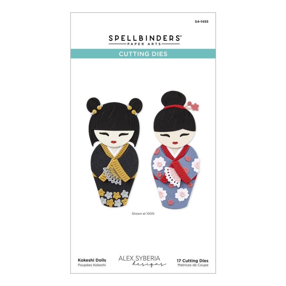 Spellbinders Paper Arts - By Alex Siberia Designs - Spring In Kyoto Collection - Etched Die Set - Kokeshi Dolls - S4-1455 - 17 pcs