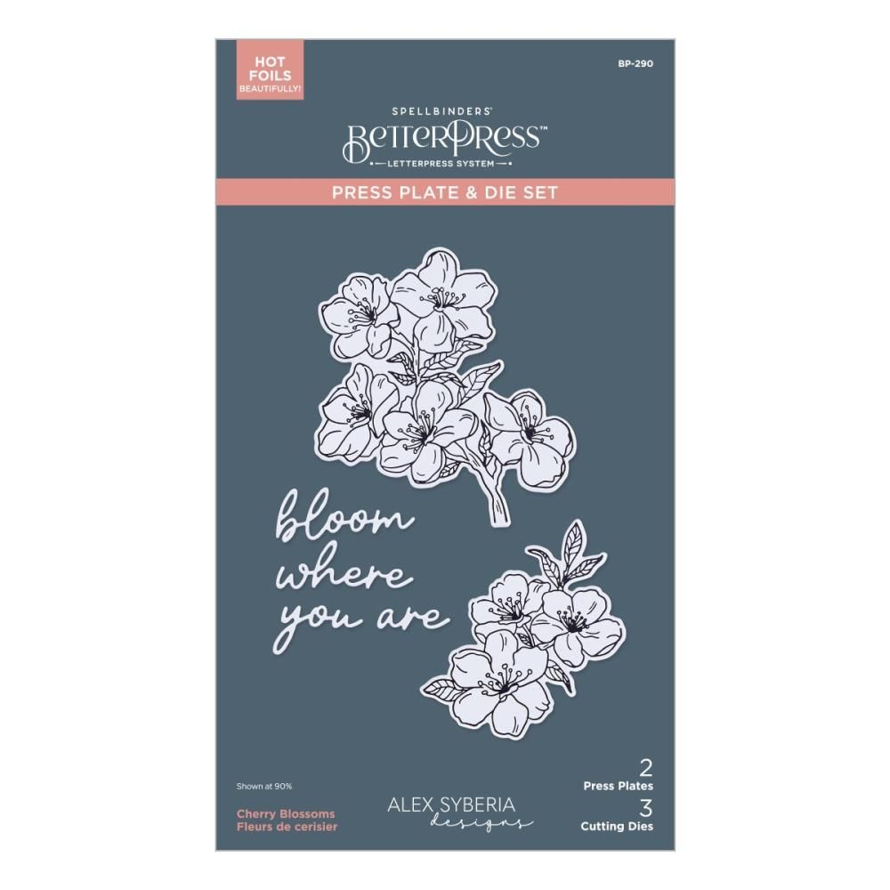 Spellbinders Paper Arts - By Alex Siberia Designs - Spring In Kyoto Collection - Cherry Blossoms - Press Plate &amp; Die Set - BP-290 - 2 Press Plates &amp; 3 Dies