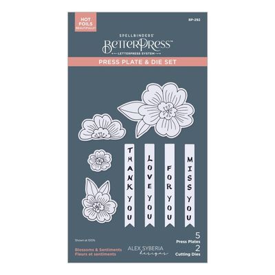 Spellbinders Paper Arts - By Alex Siberia Designs - Spring In Kyoto Collection - Blossoms &amp; Sentiments - Press Plate &amp; Die Set - BP-292 - 5 Press Plates &amp; 2 Dies