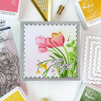 PinkFresh Studio - Essentials Collection - Die Set - Nested Square - Postage Edge - Dotted - PF188ES - 5 pcs