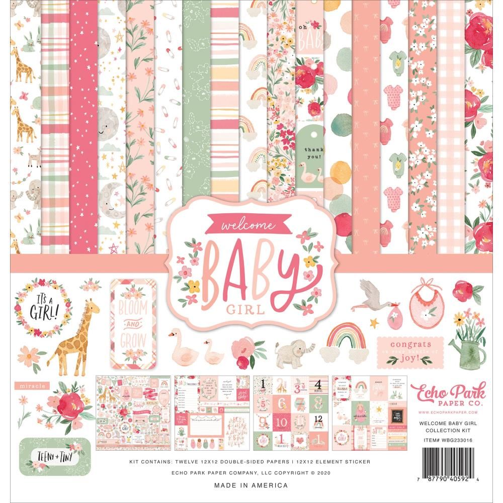 Echo Park Paper Co - Welcome Baby Girl Collection - 12 x 12 Paper Pack - WBG233016 - 13 pcs