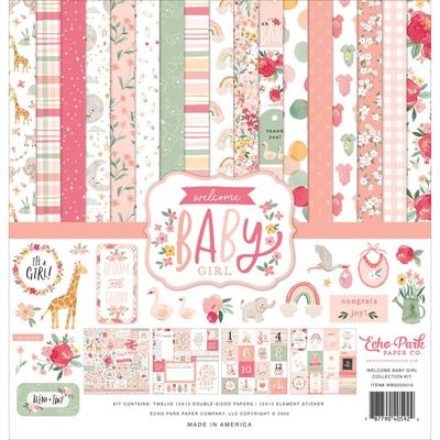 Echo Park Paper Co - Welcome Baby Girl Collection - 12 x 12 Paper Pack - WBG233016 - 13 pcs