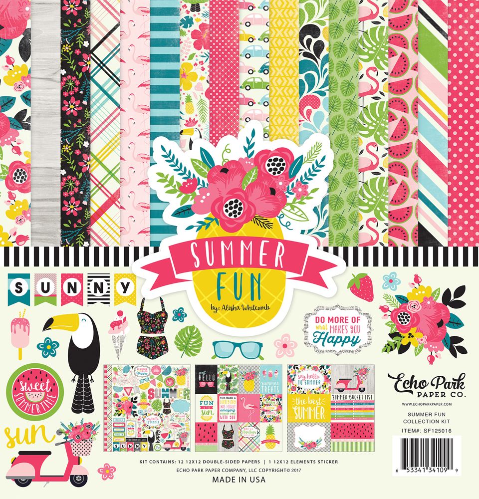 Echo Park Paper Co - Summer Fun Collection - 12 x 12 Paper Pack - SF125016 - 13 pcs