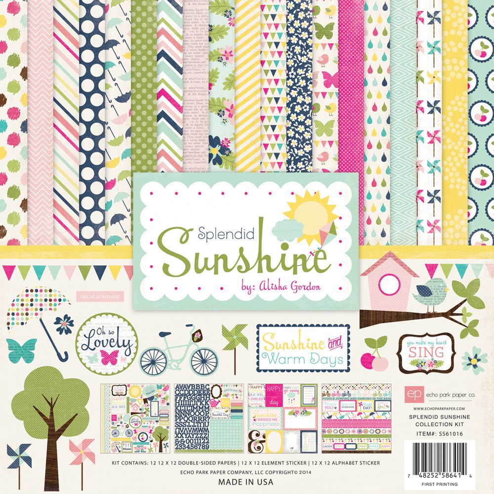 Echo Park Paper Co - Splendid Sunshine Collection - 12 x 12 Paper Pack - SS61016 - 14 pcs