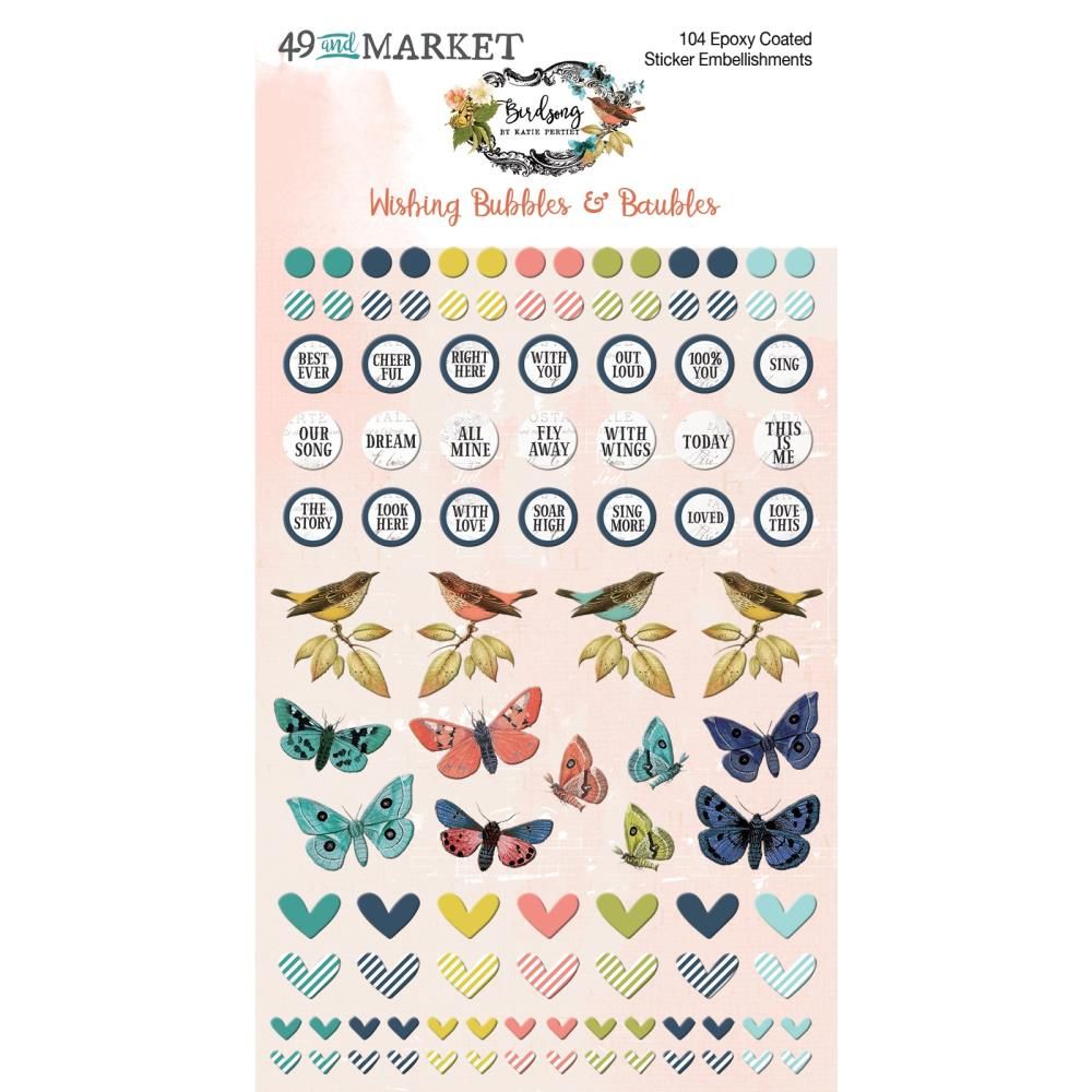 49 &amp; Market - Birdsong Collection - Wishing Bubbles &amp; Baubles - BSK-29277 - 104 pcs